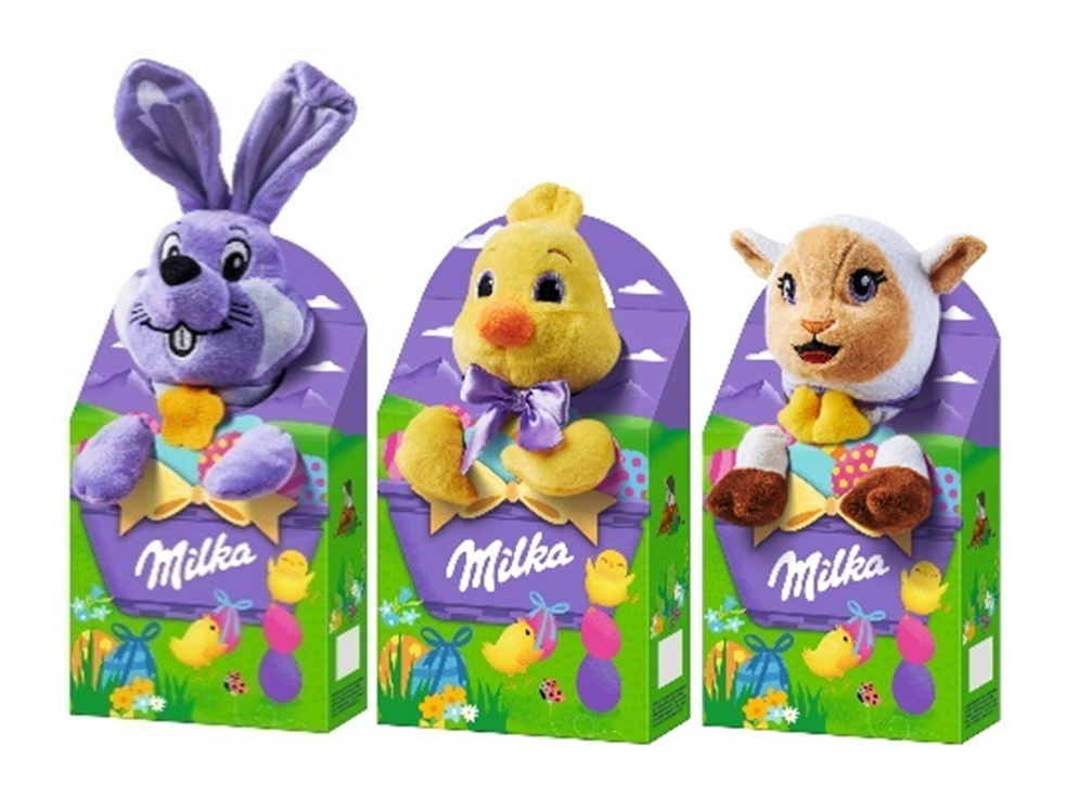Milka Easter Plush 98gr 10 τεμ (Κοτοπουλάκι/Αρνάκι/Κουνελάκι)