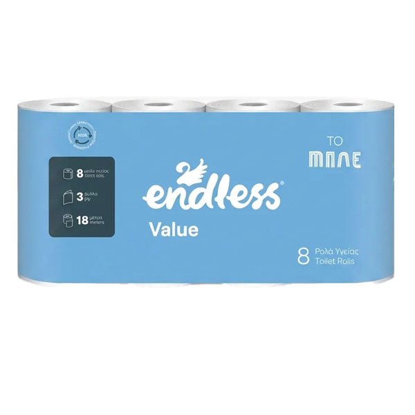 Endless Χαρτί Υγείας Value 3ply 85gr 8 τεμ