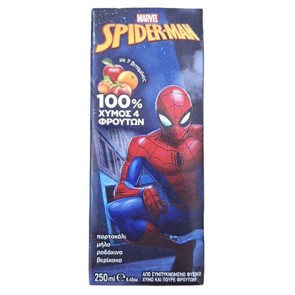 Spiderman Μήλο Πορτοκάλι Ροδάκινο Βερίκοκο 250ml 27 τεμ