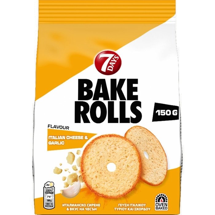 Bake Rolls Italian Cheese & Garlic 150gr 10 τεμ