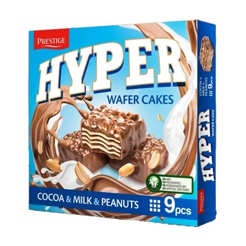 Prestige Hyper Wafer Cakes Cocoa & Milk & Peanuts 167gr 12 τεμ