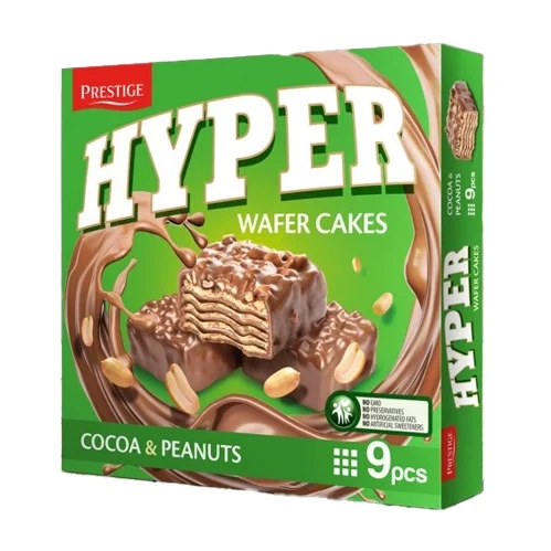 Prestige Hyper Wafer Cakes Cocoa & Peanuts 167gr 12 τεμ