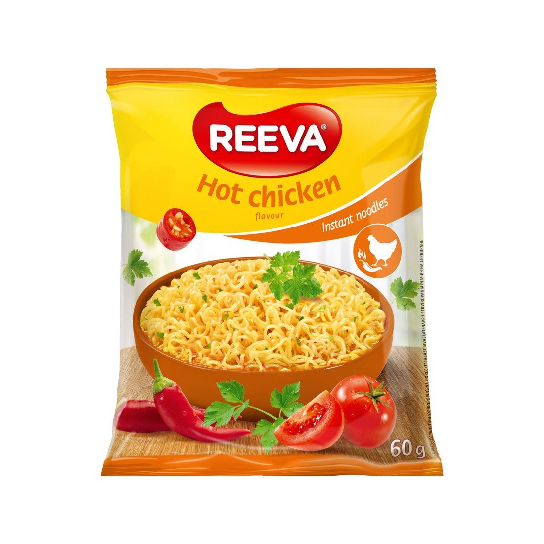 Reeva Noodles Hot Chicken 60gr 24 τεμ