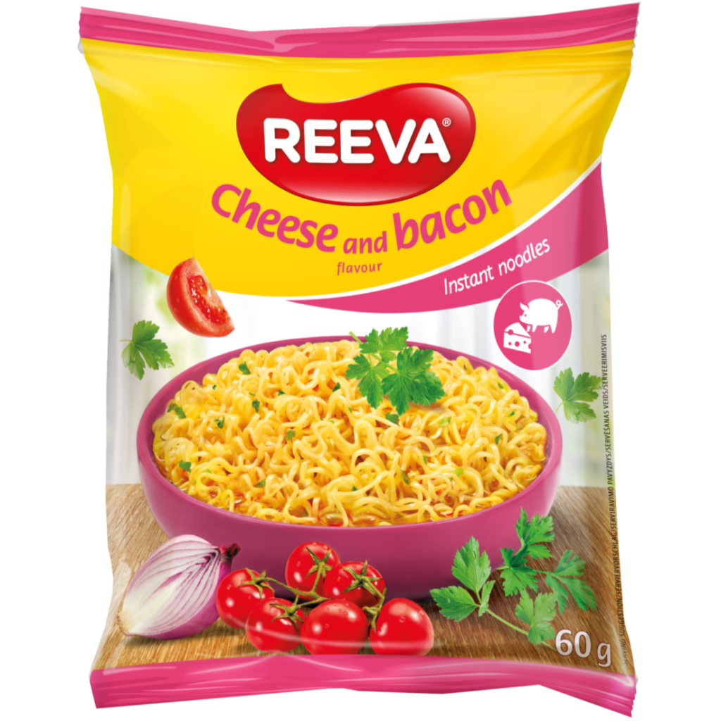 Reeva Noodles Cheese Bacon 60gr 24 τεμ